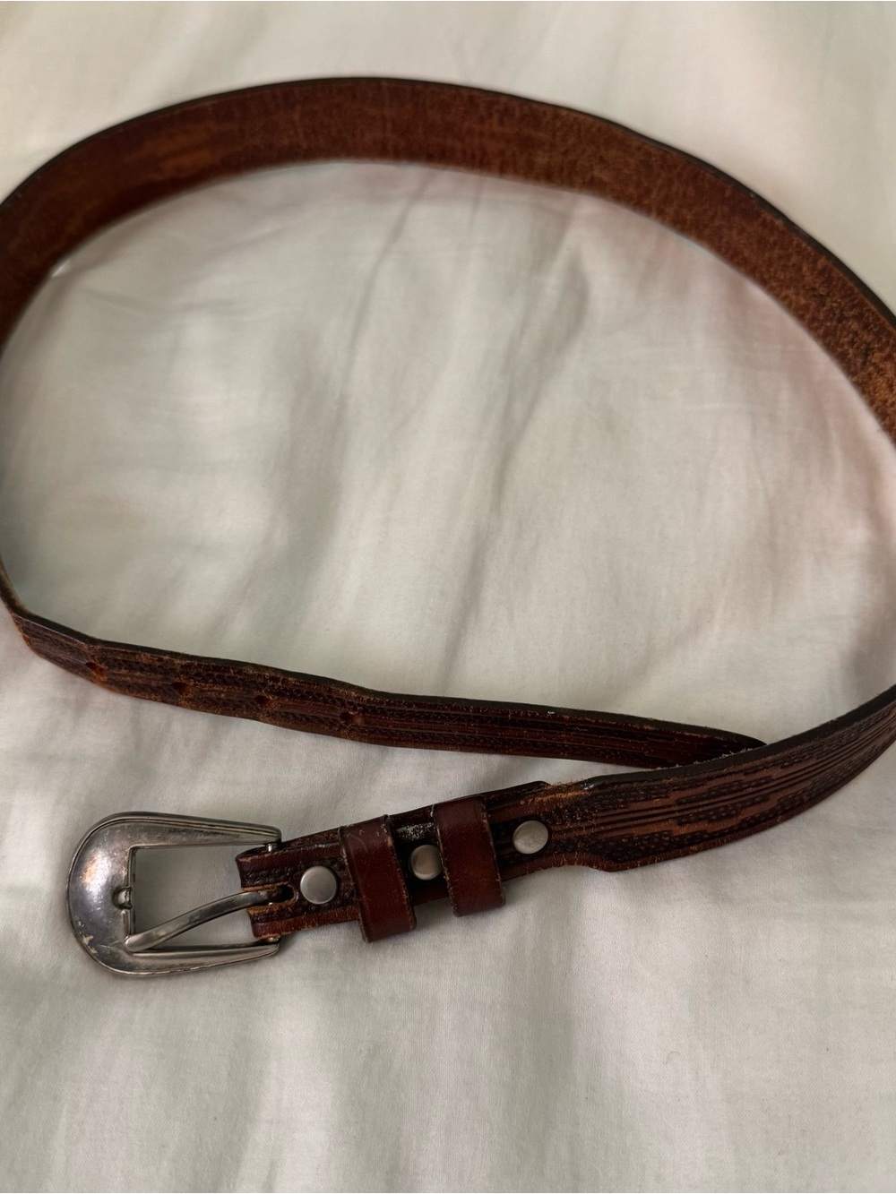 Brown Leather women’s Belt with Silver Buckle